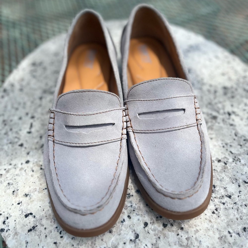 Born Gray and Brown Penny Loafers